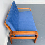 Vintage Bentwood Teak Settee with New Upholstery