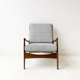 Mid Century Modern Kofod Larsen Lounge Chair with New Grey Upholstery