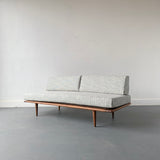Mid Century Sofa/Daybed with Light Blue/Grey Upholstery