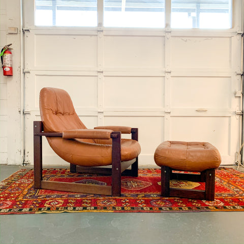 Mid Century Modern Lounge Chair and Ottoman by Percival Lafer