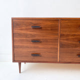 Mid Century Modern 9 Drawer Walnut Dresser