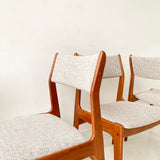 Set of 4 Mid Century Teak Dining Chairs with New Upholstery