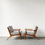 Pair of Danish Lounge Chairs with New Upholtstery