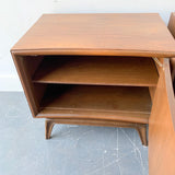 Pair of Mid Century Modern Sculpted Front Nightstands