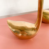 Pair of Vintage Brass Swans