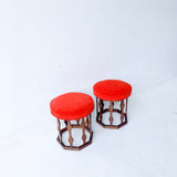 Pair of Foster McDavid Stools with New Upholstery