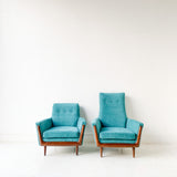 Pair of Mid Century Modern Lounge Chairs with New Upholstery