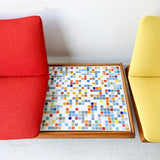 Mid Century Modern 2 Part Sofa with Interchangeable Seating and Mosaic Side Table