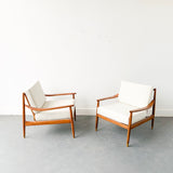 Pair of Mid Century Modern Lounge Chairs with New Upholstery