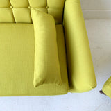 Mid Century Modern Sofa and Lounge Chair with New Chartreuse Upholstery