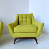 Mid Century Modern Sofa and Lounge Chair with New Chartreuse Upholstery