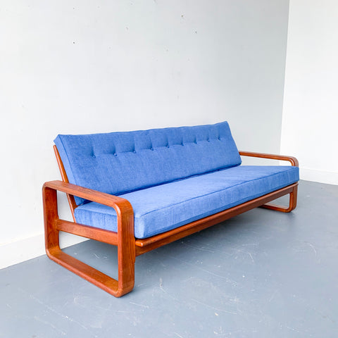 Vintage Bentwood Teak Sofa with New Upholstery