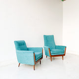 Pair of Mid Century Modern Lounge Chairs with New Upholstery