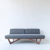 Black Walnut Platform Sofa with Charcoal Upholstery by atomic