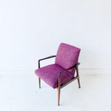 Mid Century Modern Occasional Chair with New Purple Tweed Upholstery