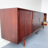 Mid Century Modern Audiophile Media Cabinet with Tambour Doors