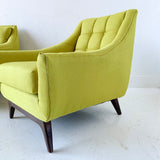 Mid Century Modern Sofa and Lounge Chair with New Chartreuse Upholstery