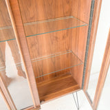 Mid Century Modern Sculpted Front Curio Cabinet with Glass Shelves