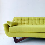 Mid Century Modern Sofa and Lounge Chair with New Chartreuse Upholstery