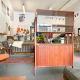 Mid Century Modern Teak Room Divider/Bookshelf with Tambour doors