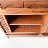 Mid Century Modern Brasilia Style Sculpted Front Hutch with Tambour Doors