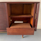 Mid Century Modern Audiophile Media Cabinet with Tambour Doors