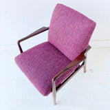 Mid Century Modern Occasional Chair with New Purple Tweed Upholstery