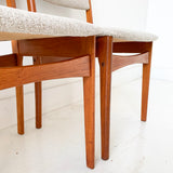 Set of 4 Mid Century Danish Teak Dining Chairs with New Upholstery