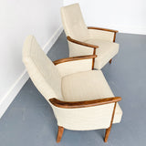 Pair of Mid Century Modern High Back Lounge Chairs