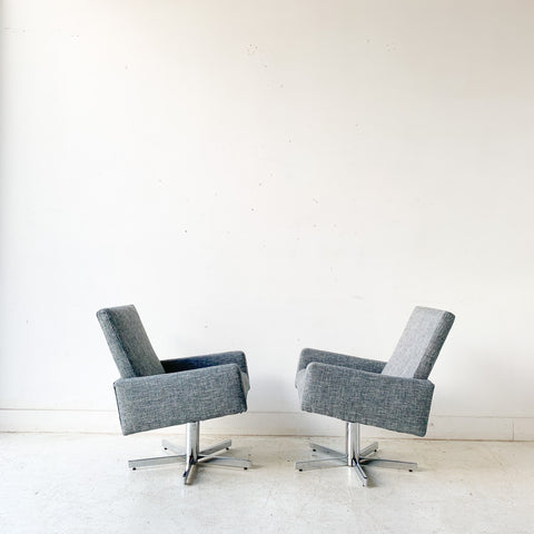 Pair of Chrome Swivel Lounge Chairs
