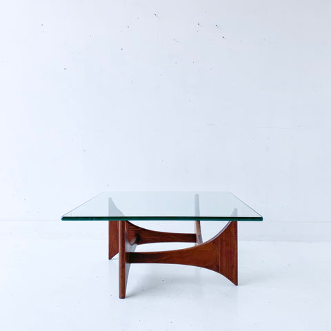 Mid Century Walnut and Glass Coffee Table by Adrian Pearsall