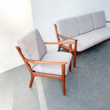 Mid Century Modern Danish Teak Sofa and Chair by Ole Wanscher