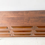 Mid Century Modern Sculpted Front Low 9 Drawer Dresser