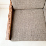 Mid Century Modern Sofa with Live Edge Black Walnut Sides - New Upholstery