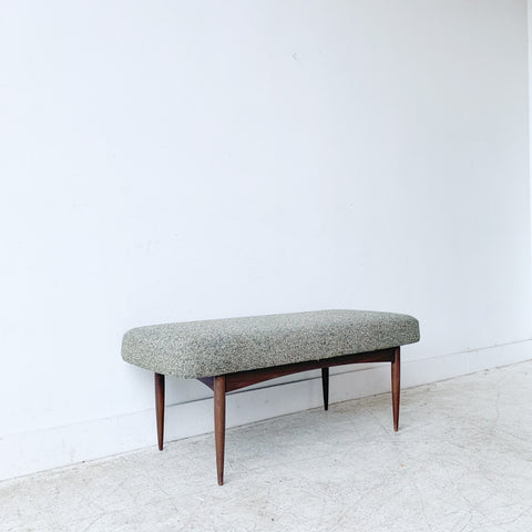 Mid Century Upholstered Bench on Tapered Legs - Main Image