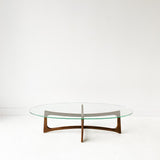 Sculpted Wood and Glass Coffee Table