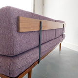 Mid Century Modern Sofa with Purple Upholstery