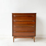 Mid Century Modern Sculpted Front Highboy Dresser