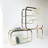 Vintage Glass and Brass Etagere