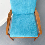 Mid Century Lounge Chair with New Blue Upholstery
