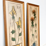 Pair of Mid Century Flower Art by Paillava