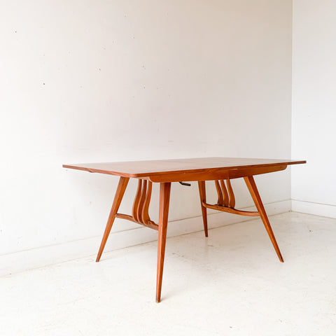 Mid Century Modern Walnut Dining Table with 3 Leaves