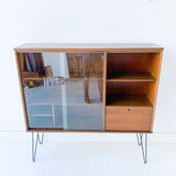 Mid Century Modern Curio Cabinet with Drop Down Bar