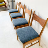 Set of 4 Lane Tuxedo Dining Chairs with New Upholstery