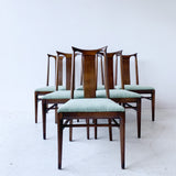 Mid Century Dining Set with 6 Chairs - New Green Upholstery