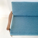 Mid Century Sofa with Teal Upholstery