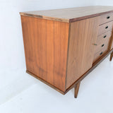 Mid Century Modern Walnut Media Cabinet with Sliding Doors