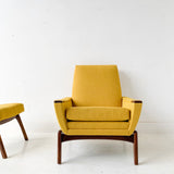 Mid Century Modern Lounge Chair and Ottoman with New Upholstery