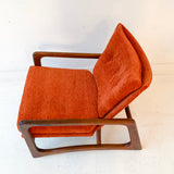 Mid Century Modern Adrian Pearsall Lounge Chair with New Orange/Red Upholstery