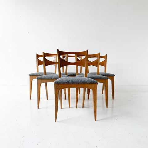 Set of Mid Century Modern Drexel Profile Dining Chairs with New Upholstery